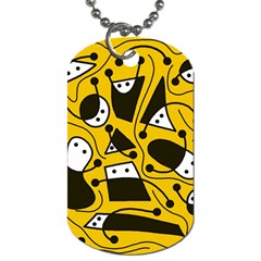 Playful abstract art - Yellow Dog Tag (Two Sides)