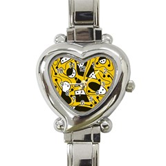 Playful abstract art - Yellow Heart Italian Charm Watch