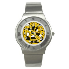 Playful abstract art - Yellow Stainless Steel Watch