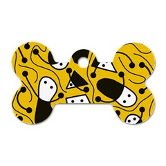 Playful abstract art - Yellow Dog Tag Bone (Two Sides)