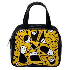 Playful abstract art - Yellow Classic Handbags (One Side)