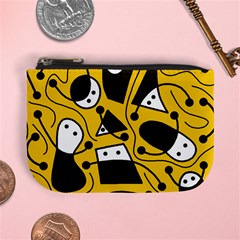 Playful abstract art - Yellow Mini Coin Purses