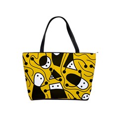 Playful Abstract Art - Yellow Shoulder Handbags by Valentinaart