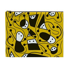 Playful abstract art - Yellow Cosmetic Bag (XL)