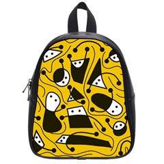 Playful abstract art - Yellow School Bags (Small) 