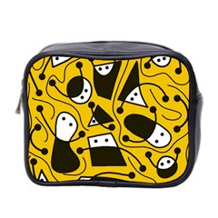 Playful abstract art - Yellow Mini Toiletries Bag 2-Side