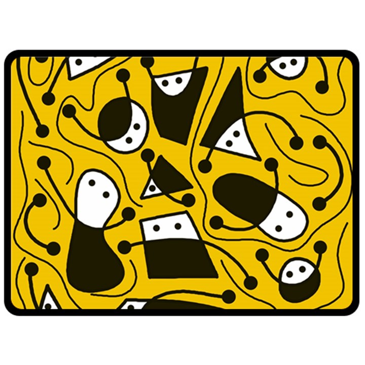 Playful abstract art - Yellow Fleece Blanket (Large) 