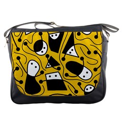 Playful abstract art - Yellow Messenger Bags