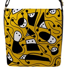 Playful abstract art - Yellow Flap Messenger Bag (S)