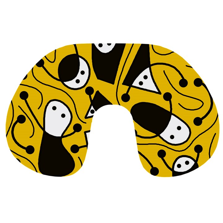 Playful abstract art - Yellow Travel Neck Pillows