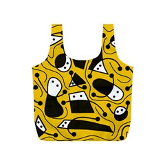 Playful abstract art - Yellow Full Print Recycle Bags (S) 