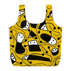 Playful abstract art - Yellow Full Print Recycle Bags (L) 