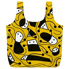 Playful abstract art - Yellow Full Print Recycle Bags (L) 