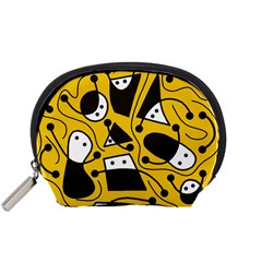 Playful abstract art - Yellow Accessory Pouches (Small) 