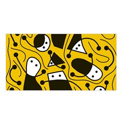 Playful abstract art - Yellow Satin Shawl