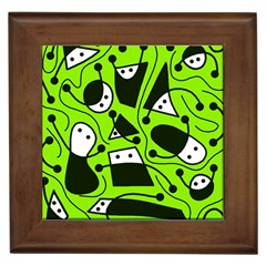 Playful Abstract Art - Green Framed Tiles by Valentinaart