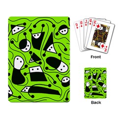 Playful Abstract Art - Green Playing Card by Valentinaart