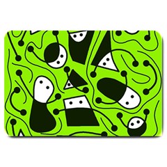 Playful Abstract Art - Green Large Doormat  by Valentinaart