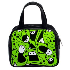 Playful Abstract Art - Green Classic Handbags (2 Sides) by Valentinaart