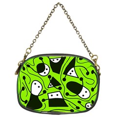 Playful Abstract Art - Green Chain Purses (two Sides)  by Valentinaart