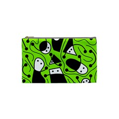 Playful Abstract Art - Green Cosmetic Bag (small)  by Valentinaart