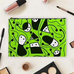 Playful Abstract Art - Green Cosmetic Bag (large)  by Valentinaart