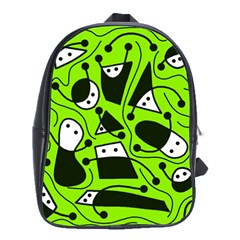 Playful Abstract Art - Green School Bags(large)  by Valentinaart