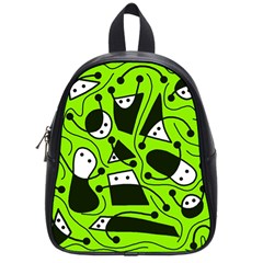 Playful Abstract Art - Green School Bags (small)  by Valentinaart