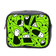 Playful Abstract Art - Green Mini Toiletries Bag 2-side by Valentinaart