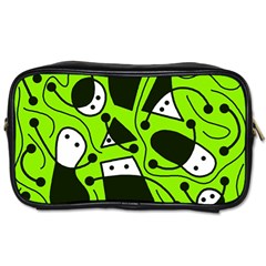 Playful Abstract Art - Green Toiletries Bags by Valentinaart