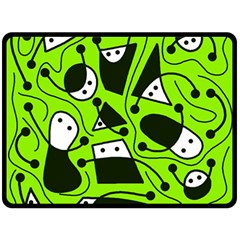 Playful Abstract Art - Green Fleece Blanket (large)  by Valentinaart