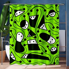 Playful Abstract Art - Green Shower Curtain 60  X 72  (medium)  by Valentinaart