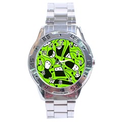 Playful Abstract Art - Green Stainless Steel Analogue Watch by Valentinaart