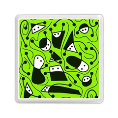 Playful Abstract Art - Green Memory Card Reader (square)  by Valentinaart