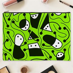 Playful Abstract Art - Green Cosmetic Bag (xxxl)  by Valentinaart