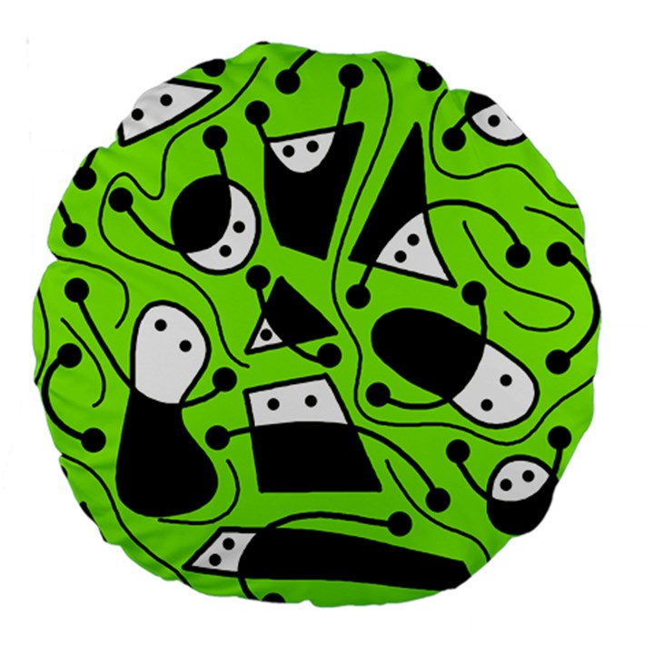 Playful abstract art - green Large 18  Premium Round Cushions