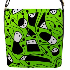 Playful Abstract Art - Green Flap Messenger Bag (s) by Valentinaart