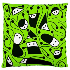 Playful Abstract Art - Green Standard Flano Cushion Case (one Side) by Valentinaart