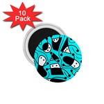 Playful abstract art - cyan 1.75  Magnets (10 pack)  Front