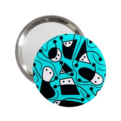 Playful Abstract Art - Cyan 2 25  Handbag Mirrors by Valentinaart