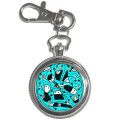 Playful Abstract Art - Cyan Key Chain Watches by Valentinaart