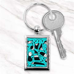 Playful Abstract Art - Cyan Key Chains (rectangle)  by Valentinaart