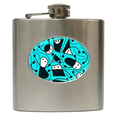 Playful Abstract Art - Cyan Hip Flask (6 Oz) by Valentinaart