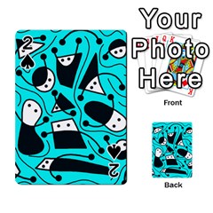 Playful Abstract Art - Cyan Playing Cards 54 Designs  by Valentinaart