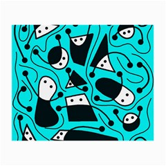 Playful Abstract Art - Cyan Small Glasses Cloth (2-side) by Valentinaart