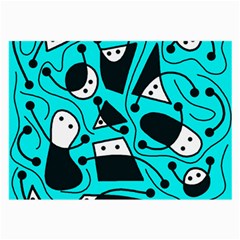 Playful Abstract Art - Cyan Large Glasses Cloth by Valentinaart