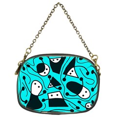 Playful Abstract Art - Cyan Chain Purses (one Side)  by Valentinaart