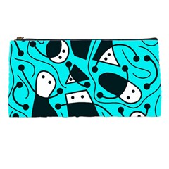 Playful Abstract Art - Cyan Pencil Cases by Valentinaart