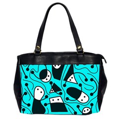 Playful Abstract Art - Cyan Office Handbags (2 Sides)  by Valentinaart