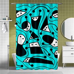 Playful Abstract Art - Cyan Shower Curtain 48  X 72  (small)  by Valentinaart